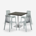 Conjunto mesa de centro negra 90x90cm Horeca 4 sillas bar restaurante cocina Dustin Black 