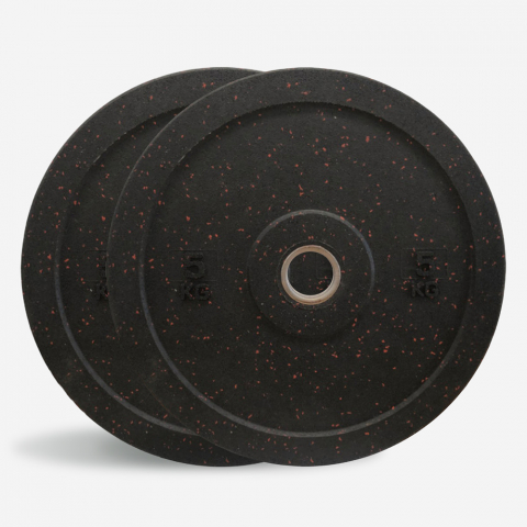 2 x 5 kg discos goma pesas entrenamiento cruzado barra olímpica Bumper HD Dot