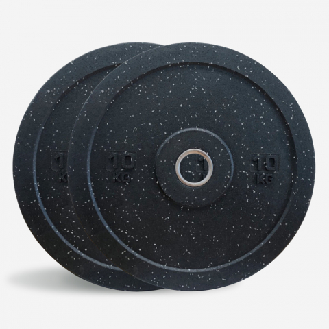 2 x 10 kg discos goma pesas entrenamiento cruzado barra olímpica Bumper HD Dot