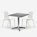 Set mesa cuadrada plegable 70x70cm acero 2 sillas exterior Mores Catálogo