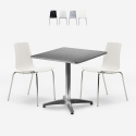 Set mesa cuadrada plegable 70x70cm acero 2 sillas exterior Mores Promoción