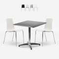Set mesa cuadrada plegable 70x70cm acero 2 sillas exterior Mores Promoción