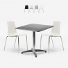 Set mesa cuadrada plegable 70x70cm acero 2 sillas exterior Mores Promoción