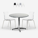 Conjunto de jardín 2 sillas diseño moderno mesa redonda de 70 cm acero Remos Rebajas
