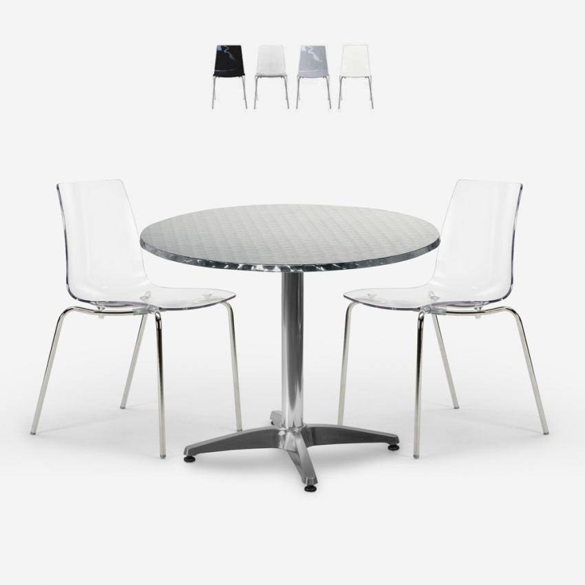Conjunto de jardín 2 sillas diseño moderno mesa redonda de 70 cm acero Remos Rebajas Conjunto de jardín 2 sillas diseño moderno mesa redonda de 70 cm acero Remos Rebajas