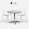 Conjunto de jardín 2 sillas diseño moderno mesa redonda de 70 cm acero Remos Rebajas