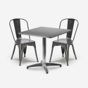 set 2 sillas estilo industrial mesa cuadrada acero 70x70cm caelum Promoción