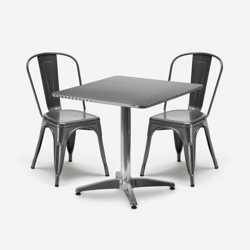 set 2 sillas estilo industrial mesa cuadrada acero 70x70cm caelum Promoción set 2 sillas estilo industrial mesa cuadrada acero 70x70cm caelum Promoción