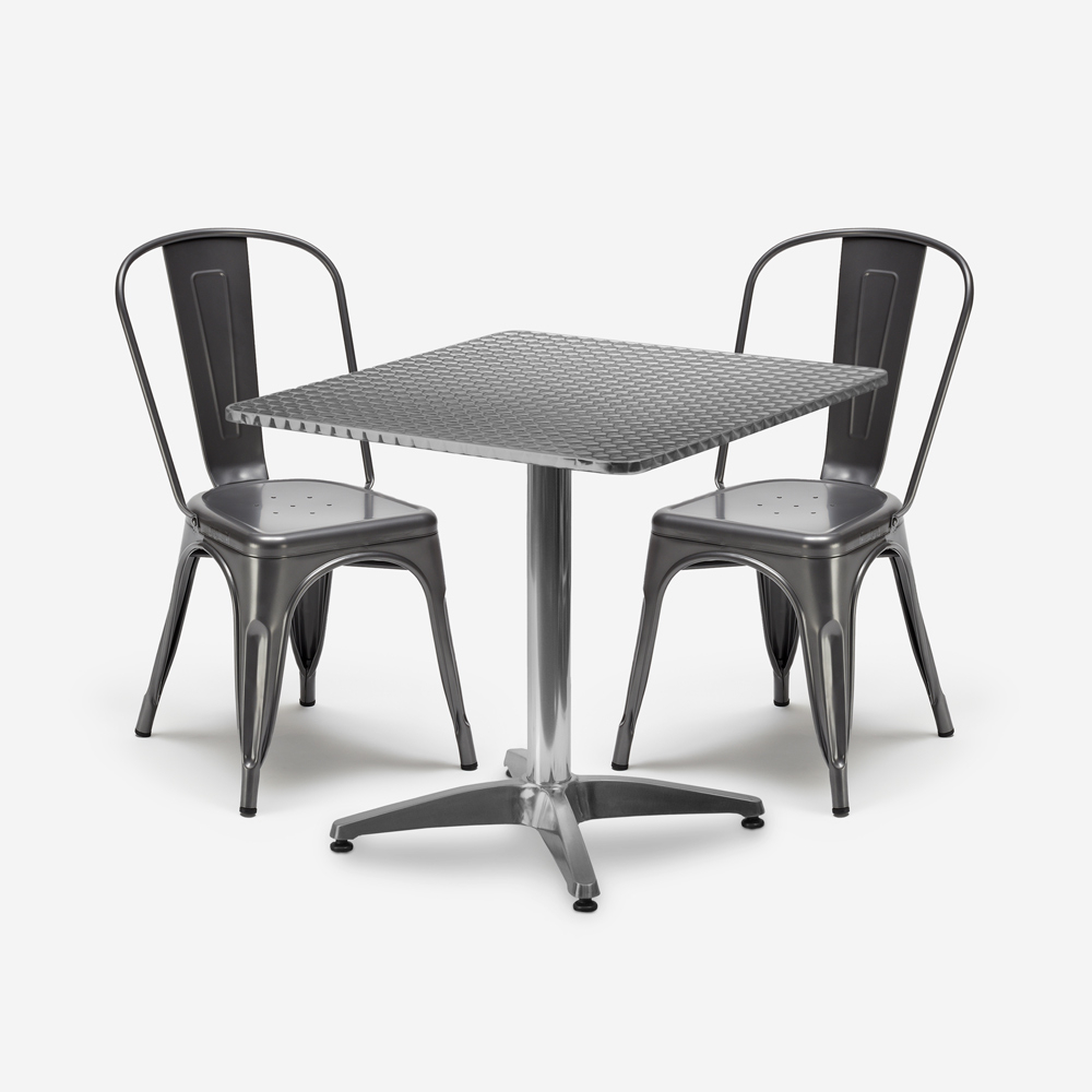 set 2 sillas estilo industrial mesa cuadrada acero 70x70cm caelum