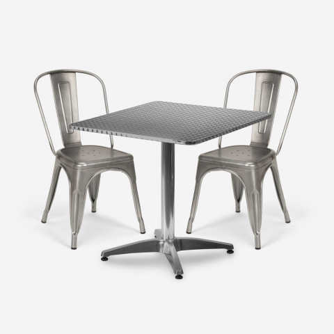 mesa cuadrada plegable 70 x 70 cm acero 4 sillas Lix vintage magnum Promoción