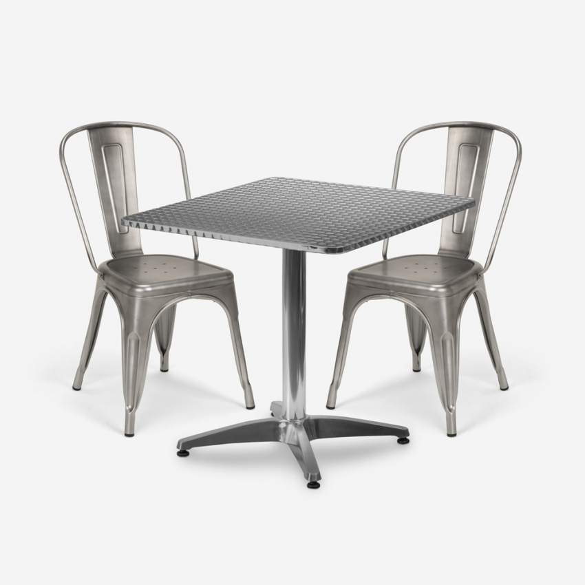 conjunto mesa cuadrada plegable 70x70cm acero 2 sillas vintage magnum Promoción conjunto mesa cuadrada plegable 70x70cm acero 2 sillas vintage magnum Promoción