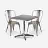 conjunto mesa cuadrada plegable 70x70cm acero 2 sillas vintage magnum Promoción