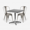 mesa cuadrada plegable 70 x 70 cm acero 4 sillas vintage magnum Promoción