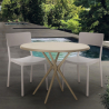 Juego 2 sillas polipropileno mesa redonda 80 cm diseño beige Aminos Venta