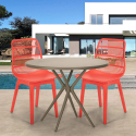 Juego 2 sillas diseño moderno mesa redonda beige 80 cm exterior Bardus Elección