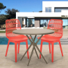 Juego 2 sillas diseño moderno mesa redonda beige 80 cm exterior Bardus Elección