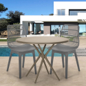 Juego 2 sillas diseño moderno mesa redonda beige 80 cm exterior Bardus Medidas