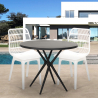 Juego mesa redonda 80 cm negro 2 sillas polipropileno Bardus Dark Descueto