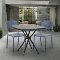 Juego 2 sillas diseño moderno mesa cuadrada 70 x 70 cm negro Larum Dark Venta