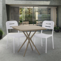 Juego mesa cuadrada beige polipropileno 70 x 70 cm 2 sillas diseño Larum Medidas