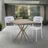 Juego mesa cuadrada beige polipropileno 70 x 70 cm 2 sillas diseño Larum Medidas