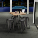 juego de mesa y 4 taburetes altos metálicos estilo brooklyn para bares y pubs Medidas