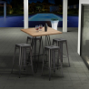 juego de mesa y 4 taburetes altos metálicos estilo brooklyn para bares y pubs Medidas