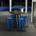 conjunto de 4 taburetes y mesa alta de diseño de estilo industrial little italy Medidas