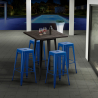 conjunto de 4 taburetes y mesa alta de diseño de estilo industrial little italy Medidas