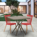 Juego 2 sillas diseño moderno mesa cuadrada beige 70 x 70 cm Roslin Elección