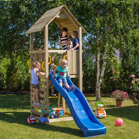 Parque infantil jardín madera niños torre con tobogán Carol-1