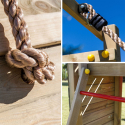Doble columpio escalada parque infantil jardín niños madera Spider King Características
