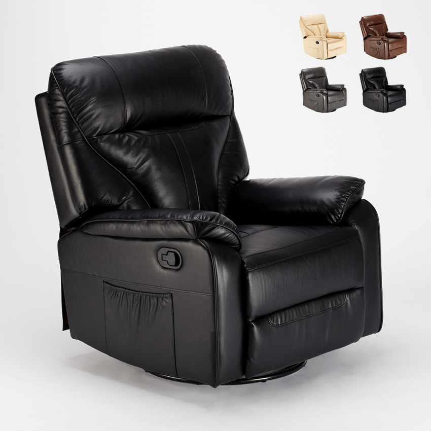 Sillón reclinable relax con mecedora y rotación de 360 en polipiel Sissi 