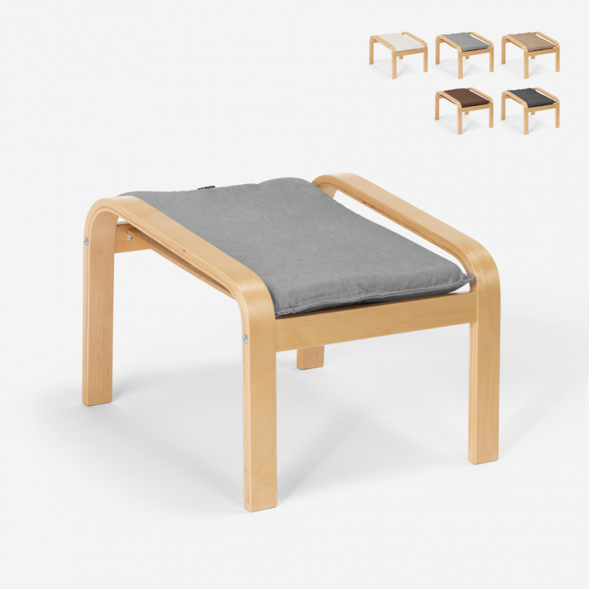 Reposapiés puf sillón sofá salón madera diseño escandinavo Sylt Rebajas
