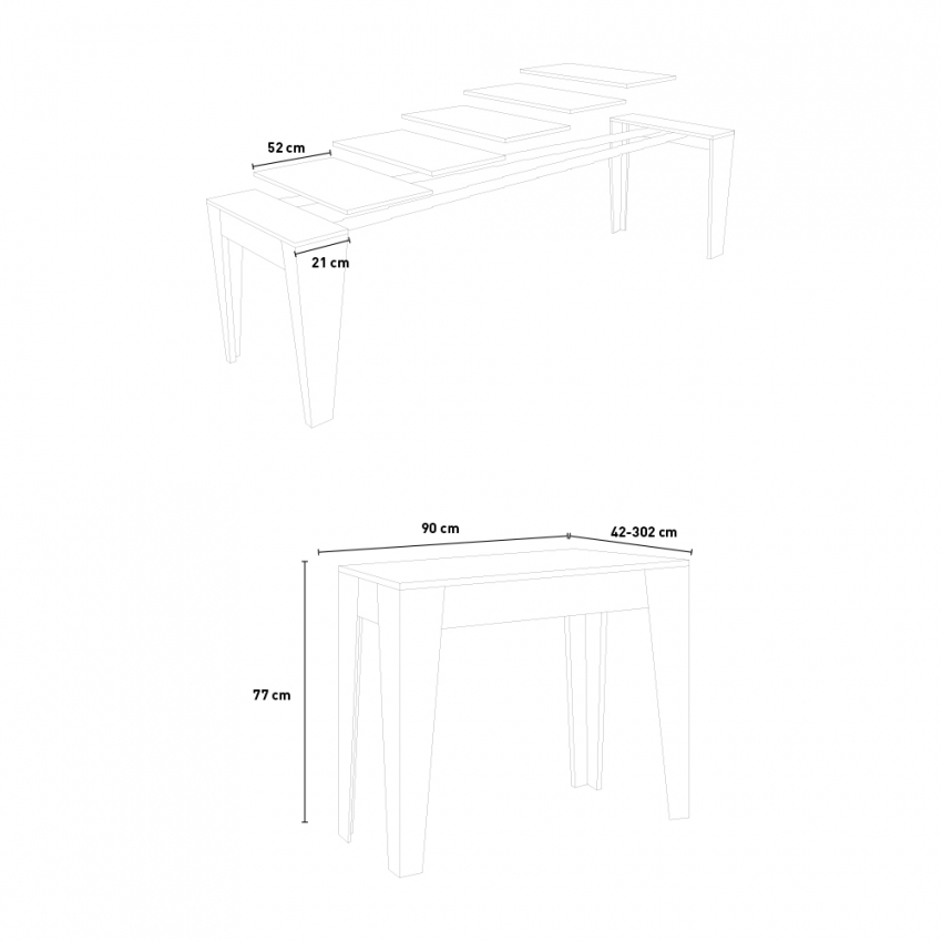 Isotta Oak consola mesa extensible 42 - 302 cm comedor madera