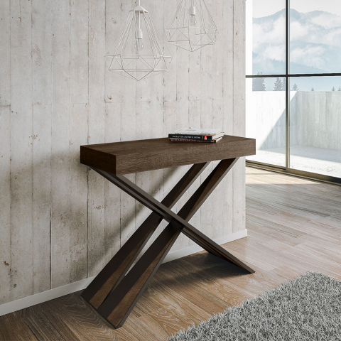 Consola extensible 90 x 40 - 300 cm mesa madera diseño moderno Diago Noix