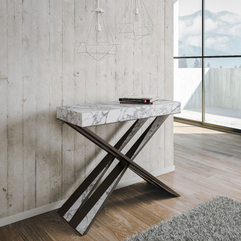 Consola mesa comedor extensible 90 x 40 - 300 cm diseño mármol Diago Marble
