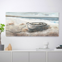 Cuadro paisaje mar naturaleza pintado a mano sobre lienzo 110 x 50 cm Boat Promoción