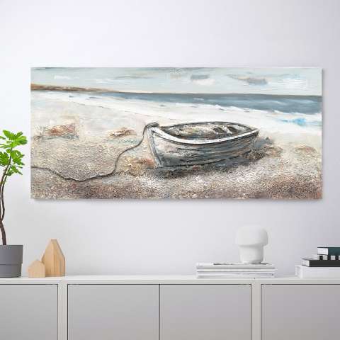 Cuadro paisaje mar naturaleza pintado a mano sobre lienzo 110 x 50 cm Boat