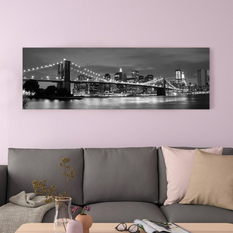 Impresión cuadro paisaje urbano lienzo de algodón plastificado 120 x 40 cm Black NYC