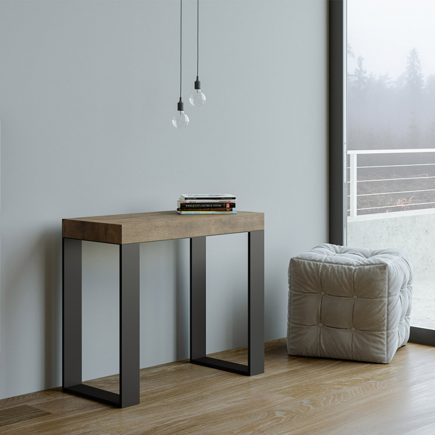 Consola mesa extensible 90 x 40 - 300 cm diseño madera metal Tecno Noix Promoción