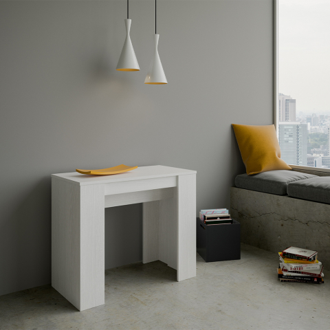 Consola mesa comedor extensible 90 x 48 - 204 cm madera blanca Basic Small