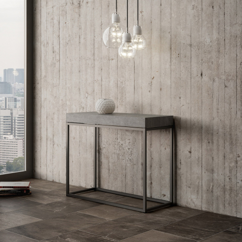 Consola mesa diseño moderno extensible 90 x 40 - 300 cm gris Nordica Concrete