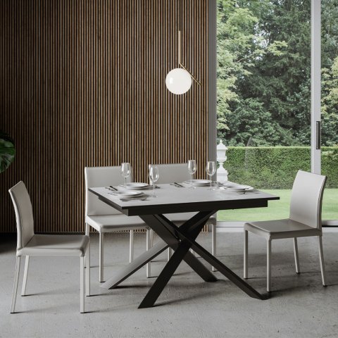 Mesa extensible blanco 90 x 120 - 180 cm cocina comedor Ganty White Promoción