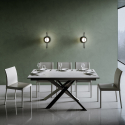 Mesa extensible blanco 90 x 160 - 220 cm cocina comedor Ganty Long White Promoción