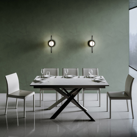 Mesa extensible blanco 90 x 160 - 220 cm cocina comedor Ganty Long White