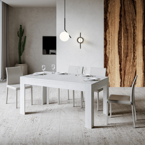 Mesa de comedor extensible 90 x 160 - 220 cm blanco diseño moderno Bibi Long Promoción