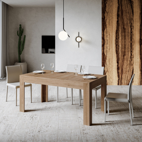Mesa de comedor 90 x 160 - 220 cm moderna extensible madera Bibi Long Oak