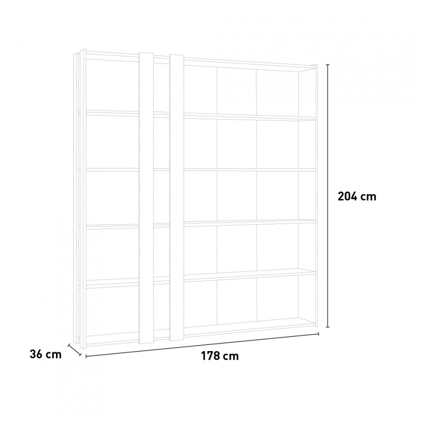 Librería de pared con soporte para TV de 6 estantes KATO H Blanco Fresno -  006605
