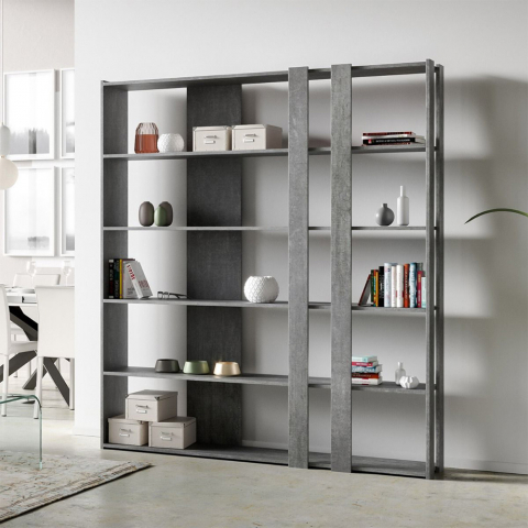 Librería de pared gris diseño moderno 6 estantes casa oficina Kato C Concrete